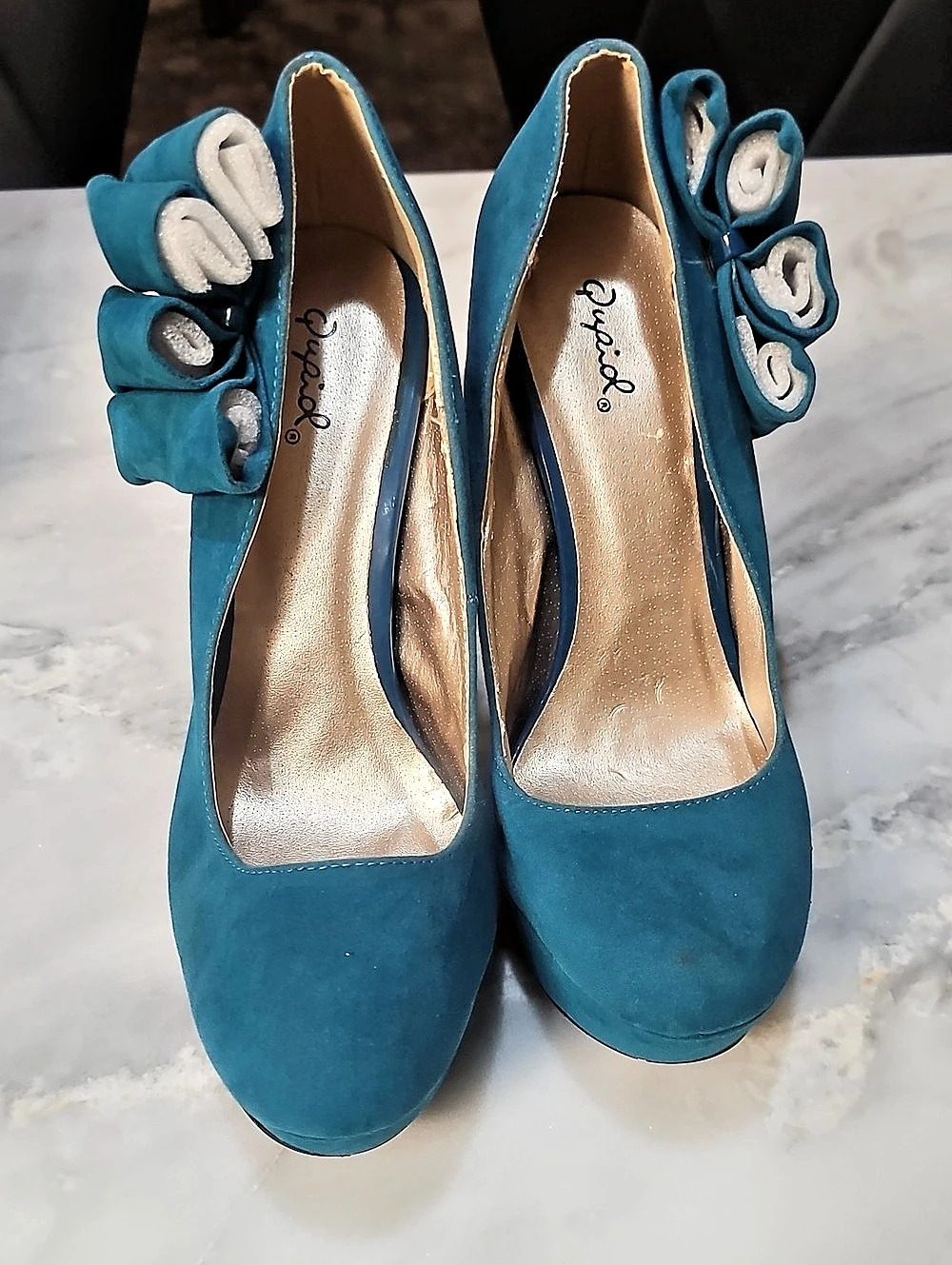Bakers Blue Bow Platform Heels US 9